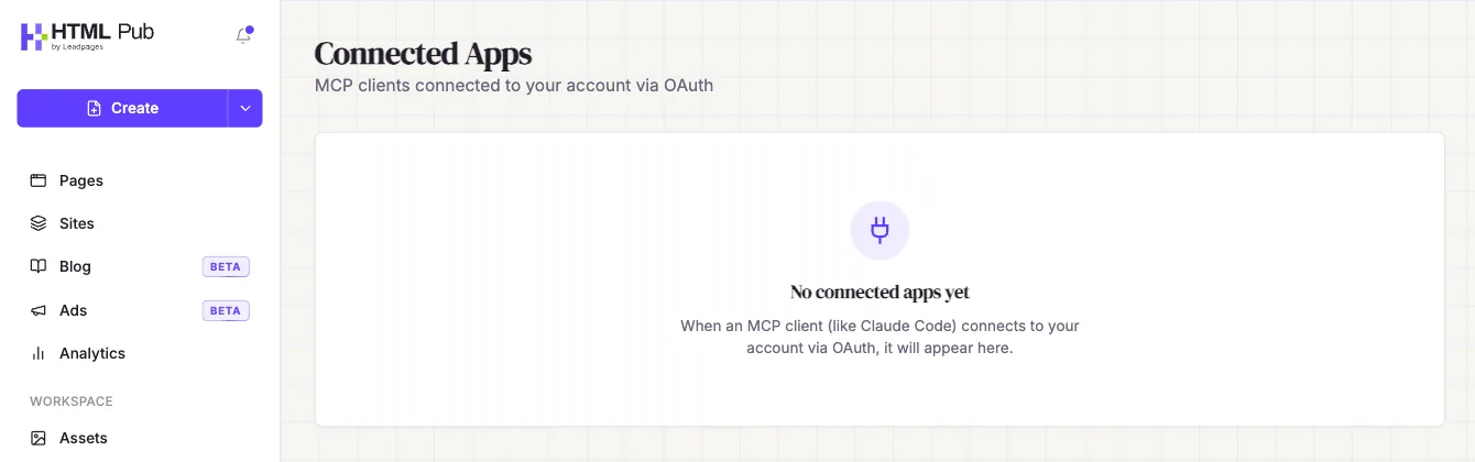 Connected Apps page, where Claude appears once connected