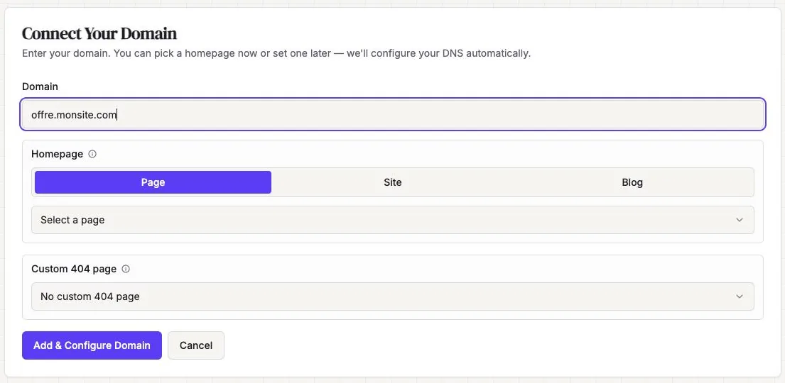 Connect Your Domain form