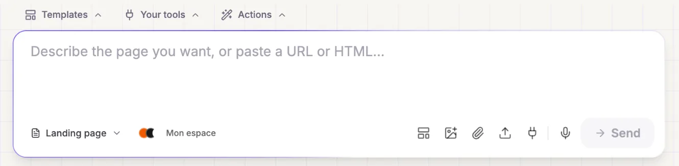 Barra de texto onde colar HTML, com o ícone de envio de arquivo